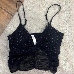 Black Ruched Spaghetti Strap Top